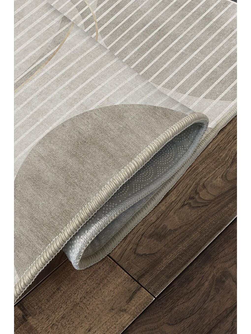 Bej Özel Tasarım, Kaymaz Taban, İnce, Yıkanabilir, Modern Halı WOOKECE1501 120x180-4