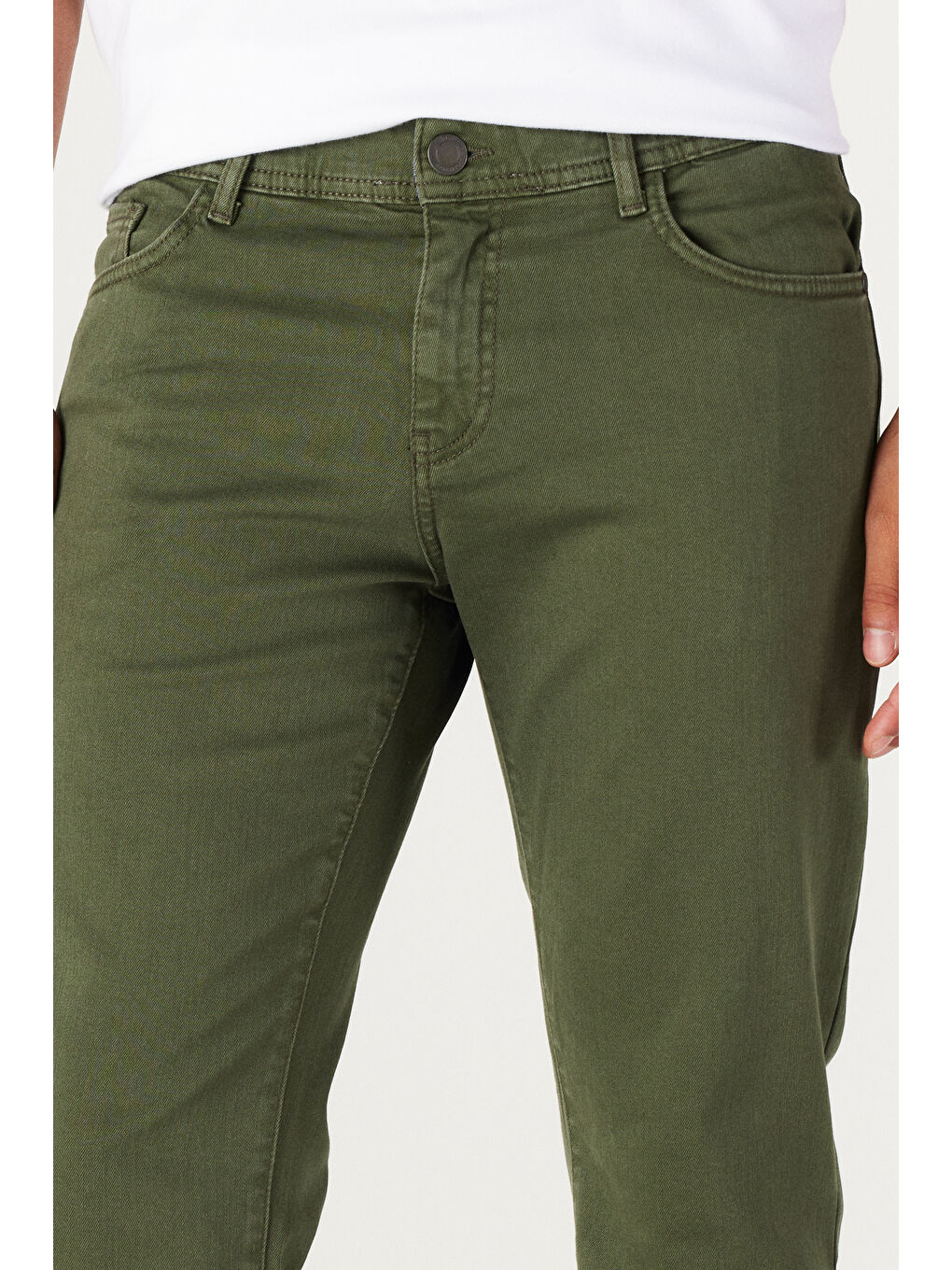Erkek Haki 360 Derece Her Yöne Esneyen Rahat Slim Fit Pantolon-3