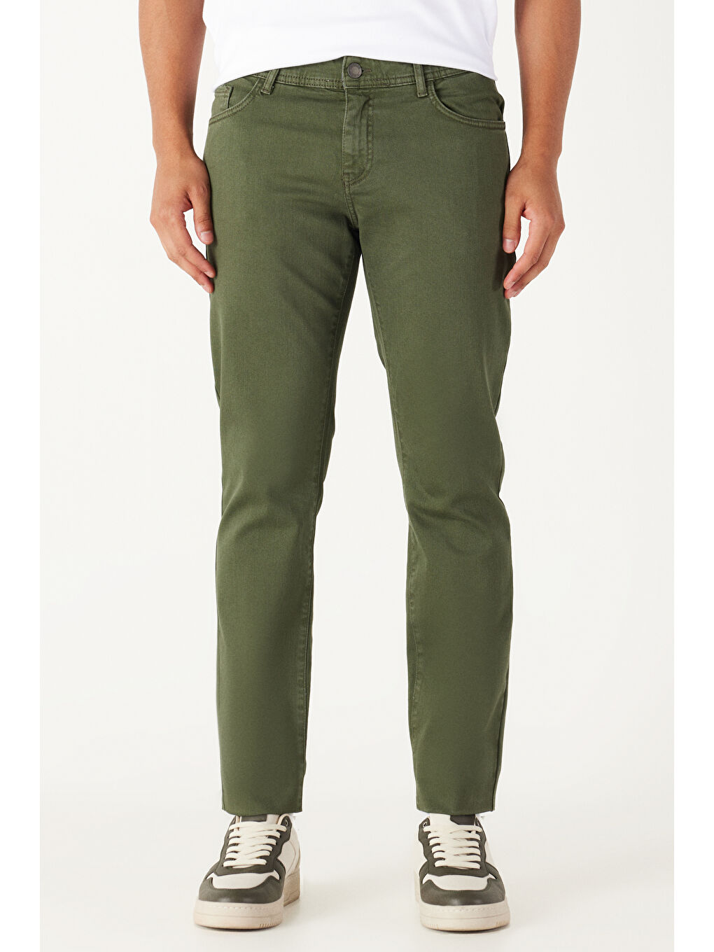 Erkek Haki 360 Derece Her Yöne Esneyen Rahat Slim Fit Pantolon-5