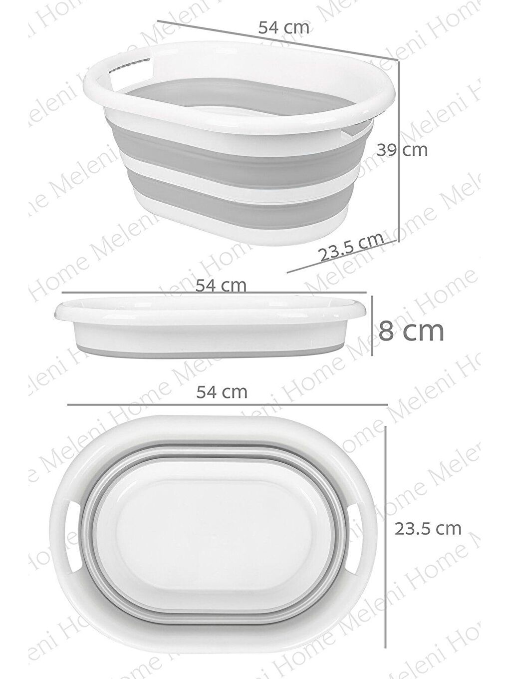 Meleni Home Gri 2 Adet Banyo Seti - Keçe Kapaklı Kirli Çamaşır Sepeti - Katlanabilir Akordiyon Çamaşır Sepeti - 4