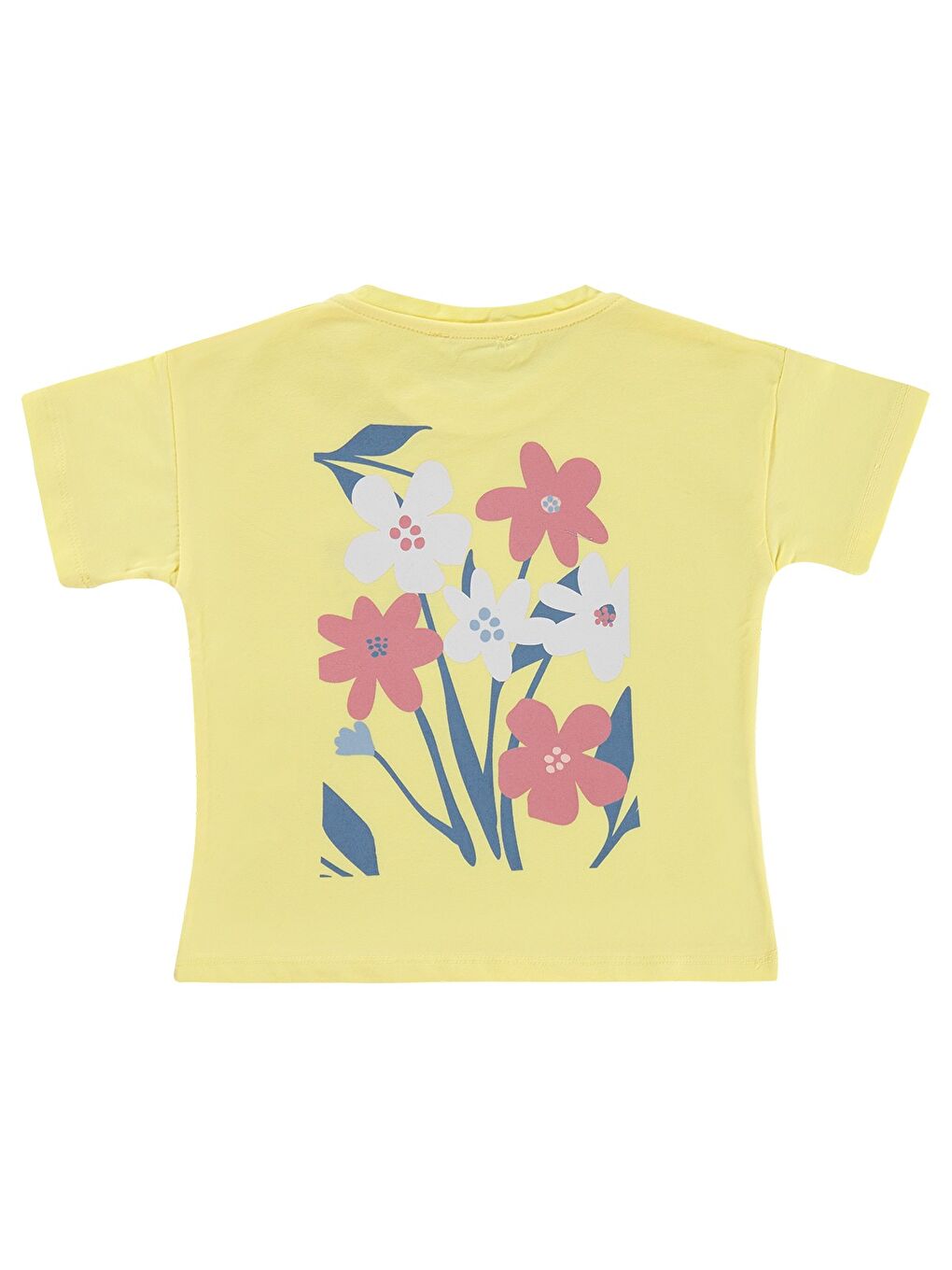 Girls Renkli Çiçek Baskılı 2-5 Yaş Tişört - Sarı-1
