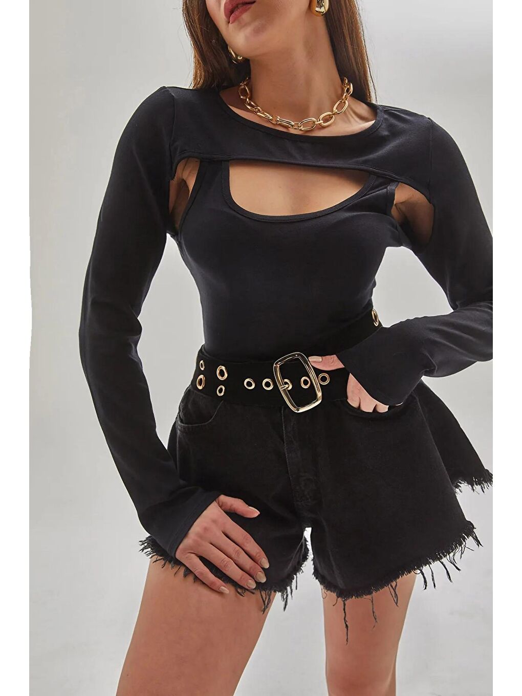 Siyah Kadın Parçalı Bluz 60121012