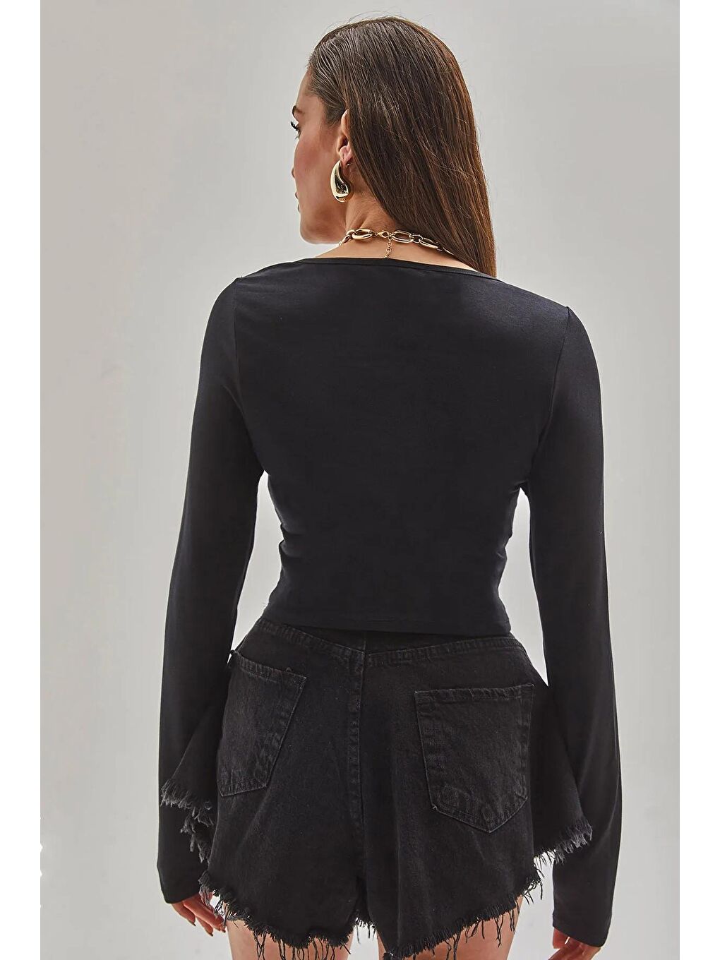 Siyah Kadın Parçalı Bluz 60121012-1