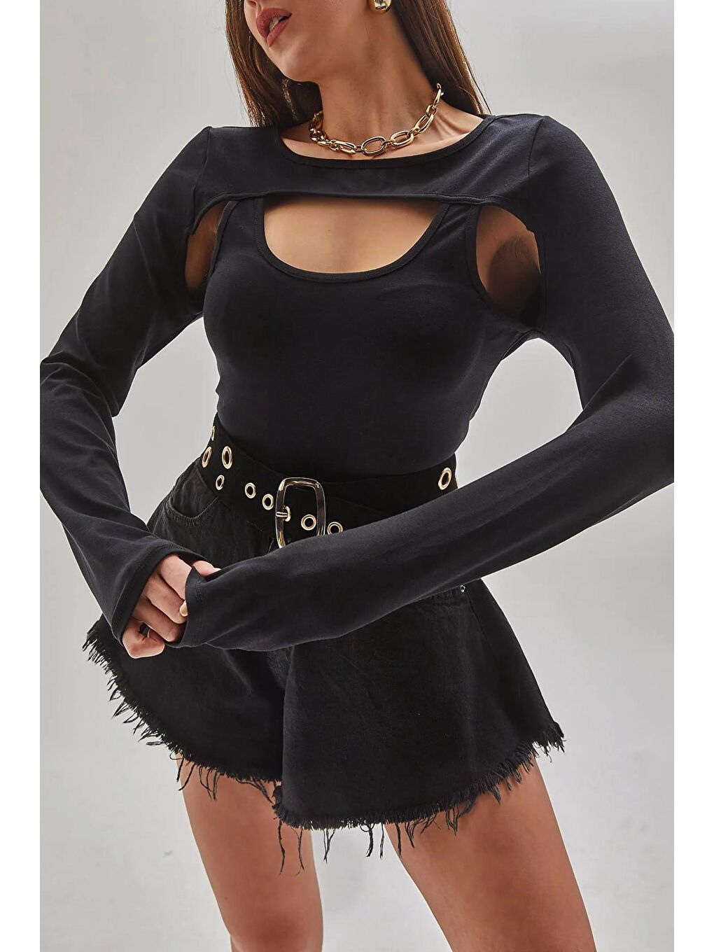 Siyah Kadın Parçalı Bluz 60121012-3