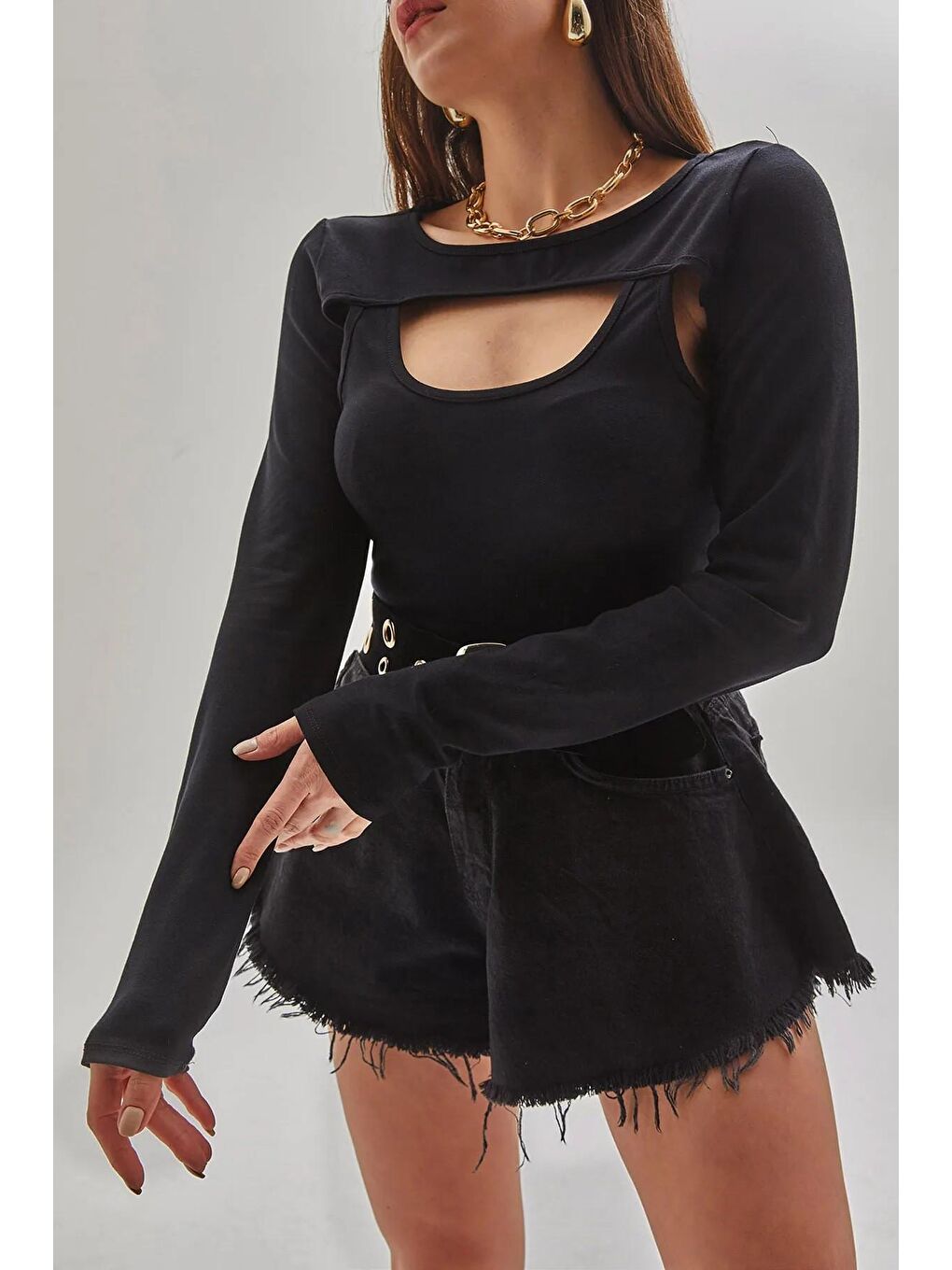 Siyah Kadın Parçalı Bluz 60121012-4