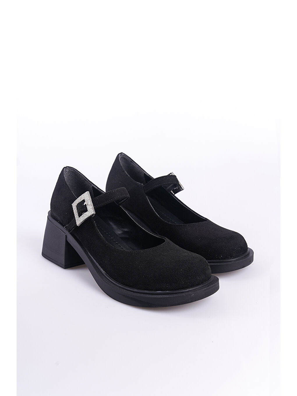 Siyah Taşlı Tokalı Kadın Ayakkabı