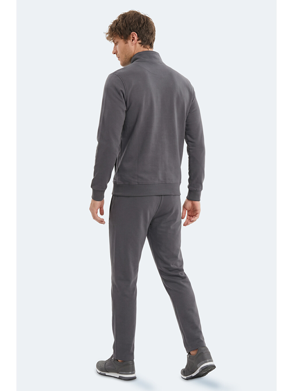 Boost Gear Erkek Fermuarlı Dik Yaka Cepli Koyu Gri Eşofman Takımı-3
