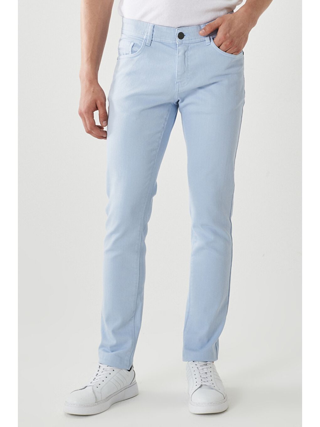 Erkek Mavi 360 Derece Her Yöne Esneyen Rahat Slim Fit Pantolon