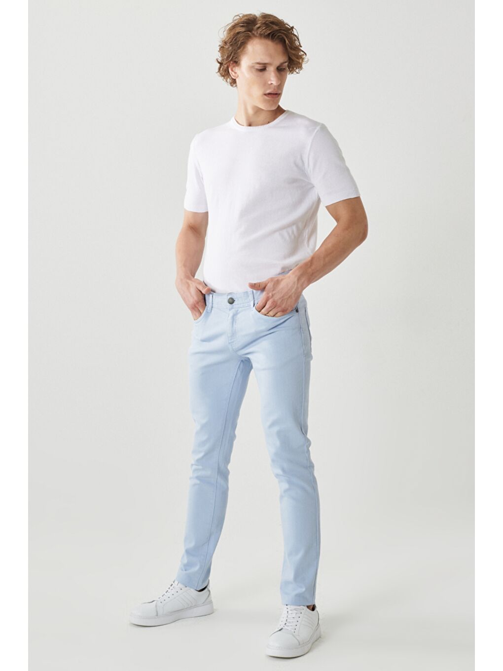 Erkek Mavi 360 Derece Her Yöne Esneyen Rahat Slim Fit Pantolon-4