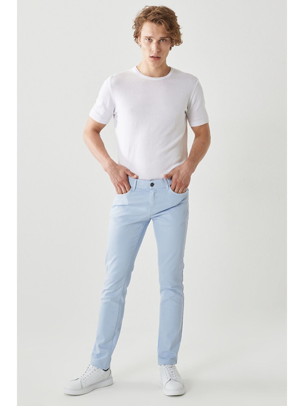 Erkek Mavi 360 Derece Her Yöne Esneyen Rahat Slim Fit Pantolon-5