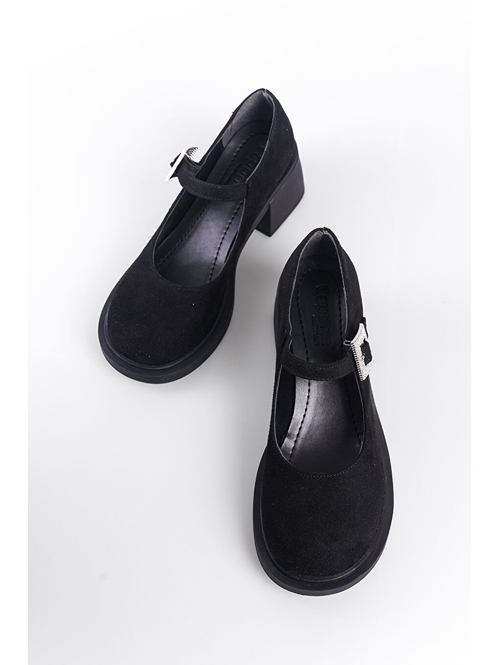 Siyah Taşlı Tokalı Kadın Ayakkabı-5