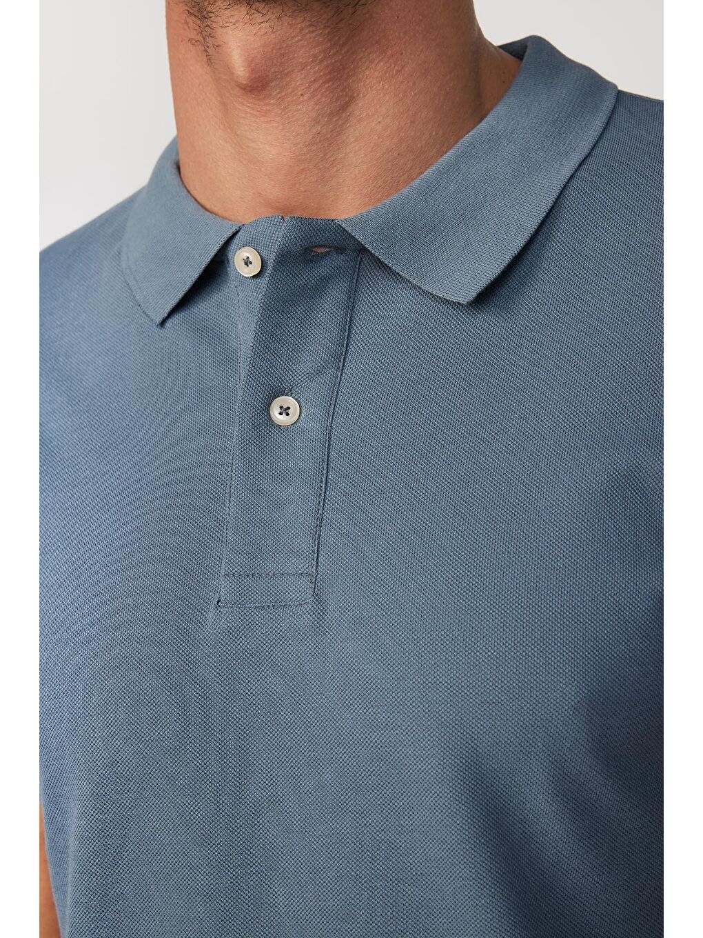 Erkek Slim Fit Dar Kesim %100 Pamuk Düz Pike Gri Polo Yaka Tişört-3