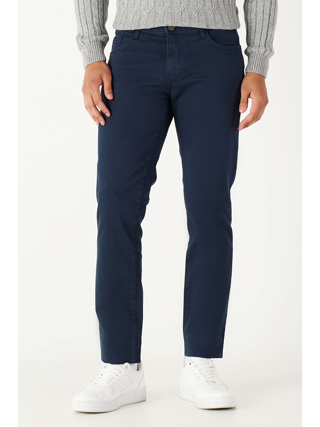 Erkek Lacivert 360 Derece Her Yöne Esneyen Rahat Slim Fit Pantolon