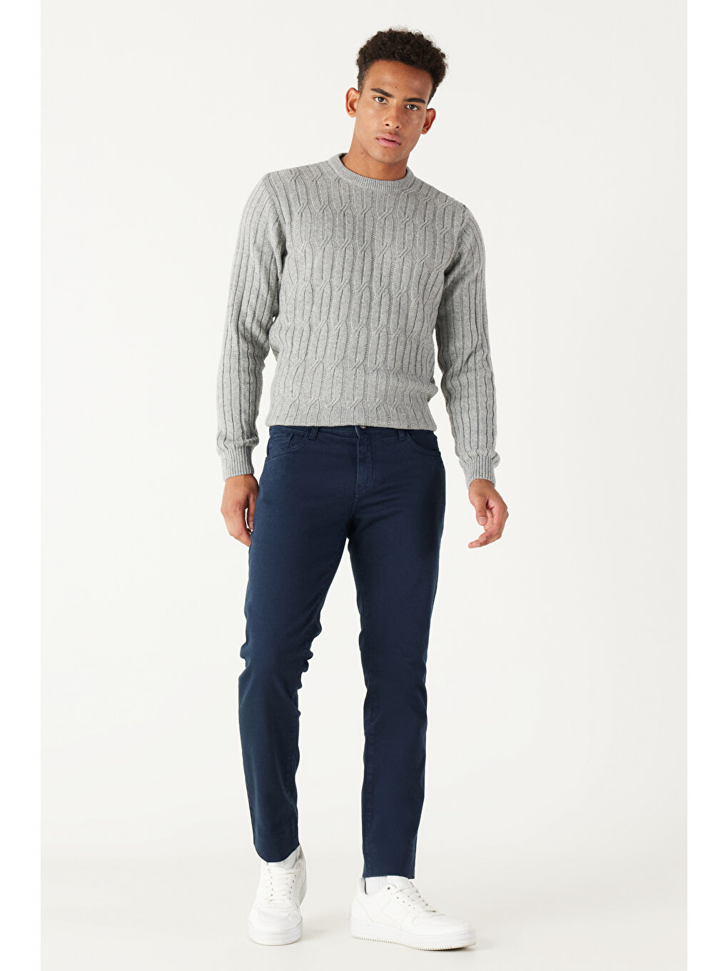 Erkek Lacivert 360 Derece Her Yöne Esneyen Rahat Slim Fit Pantolon-1