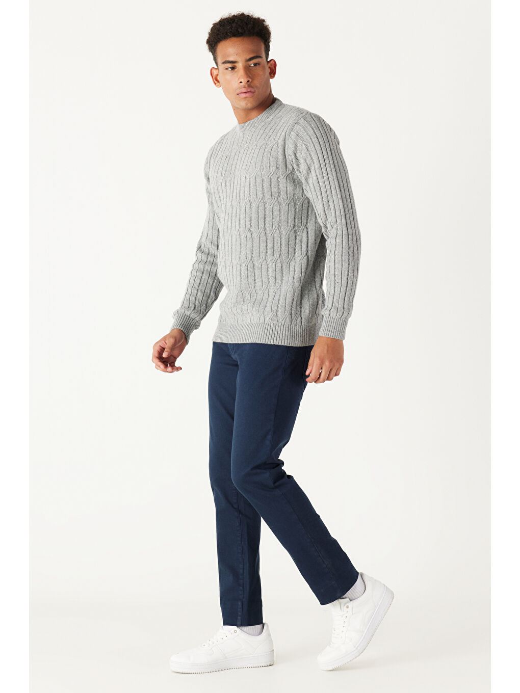 Erkek Lacivert 360 Derece Her Yöne Esneyen Rahat Slim Fit Pantolon-3