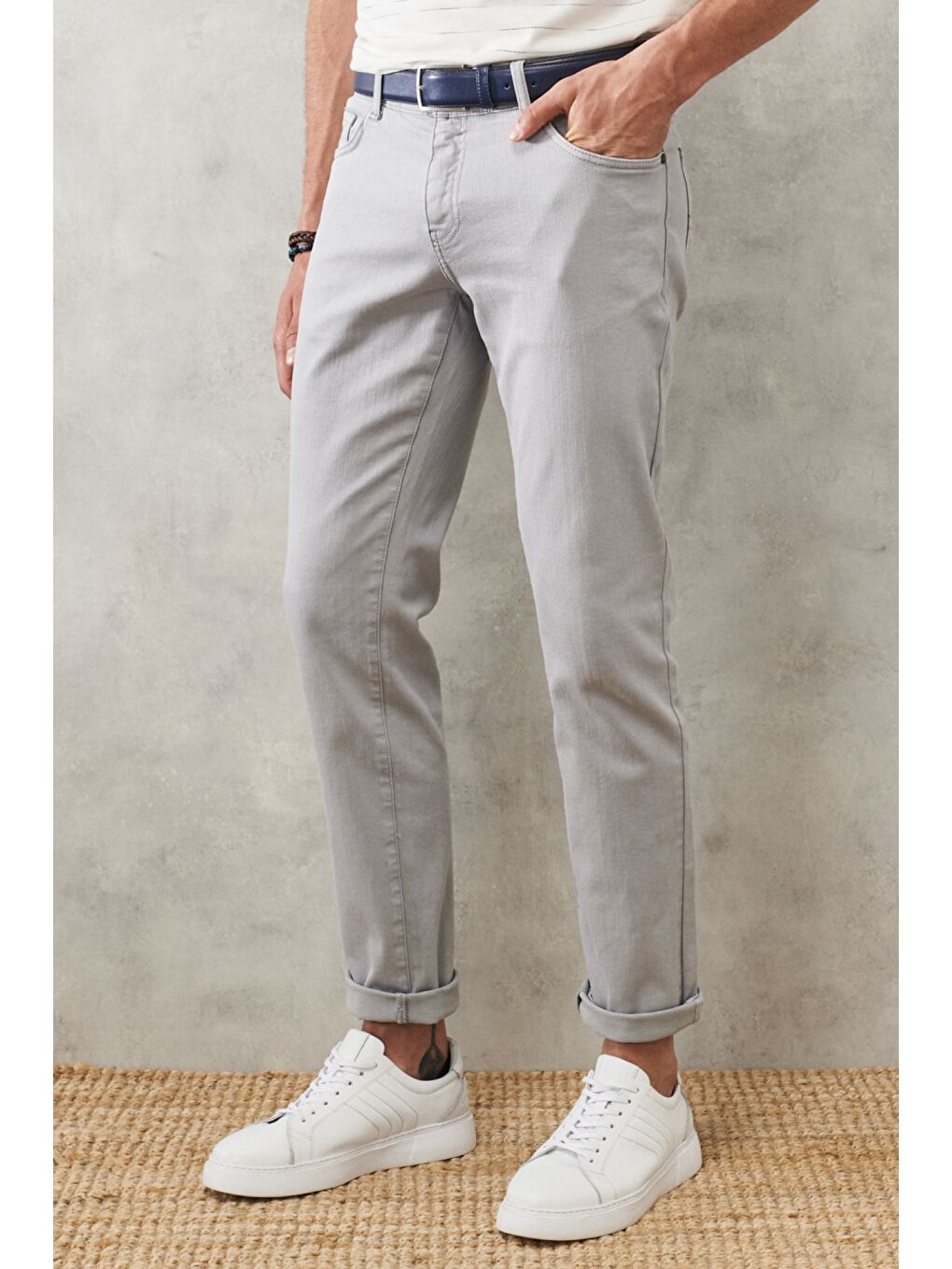 Erkek Gri 360 Derece Her Yöne Esneyen Rahat Slim Fit Pantolon