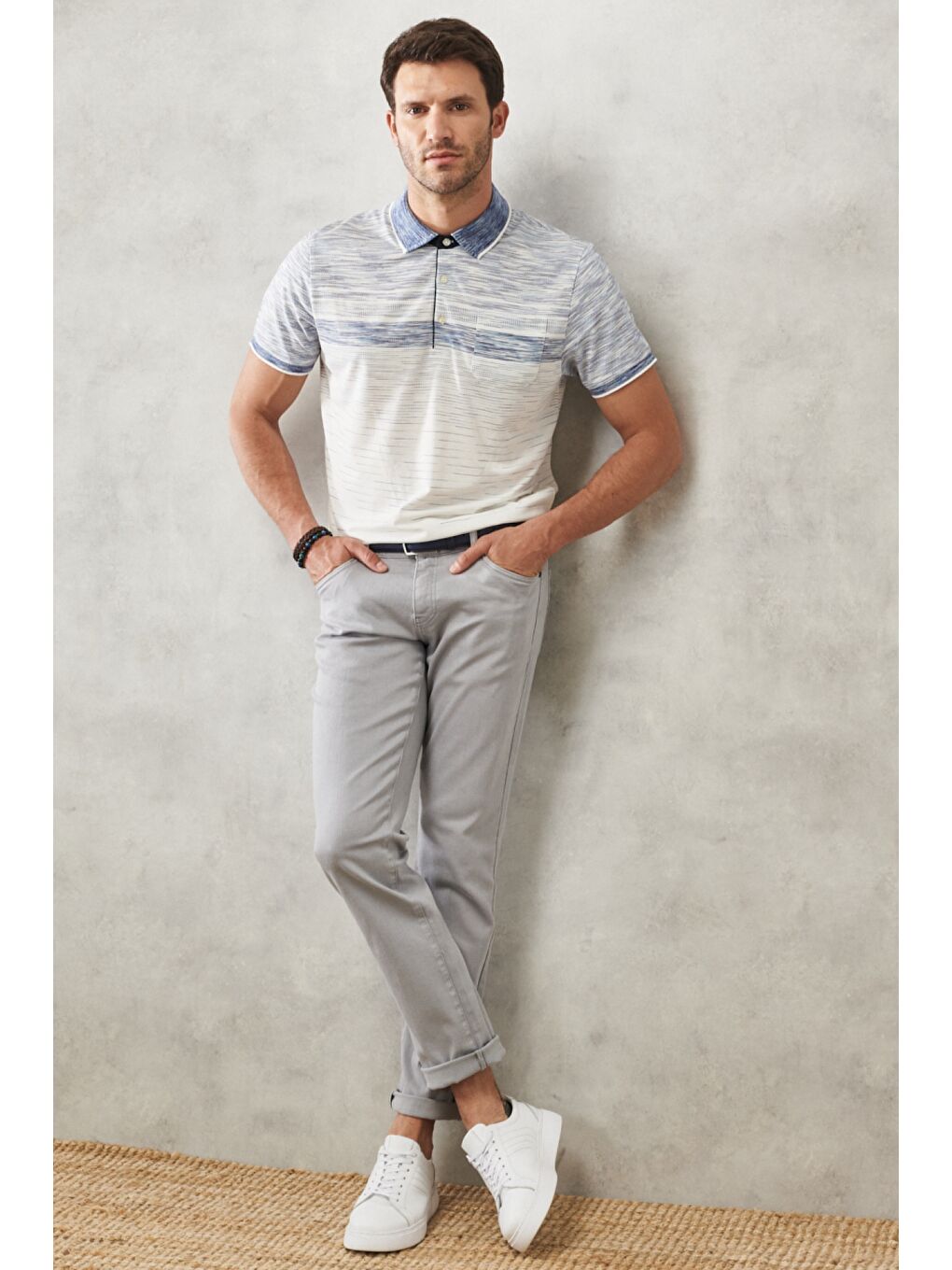 Erkek Gri 360 Derece Her Yöne Esneyen Rahat Slim Fit Pantolon-1