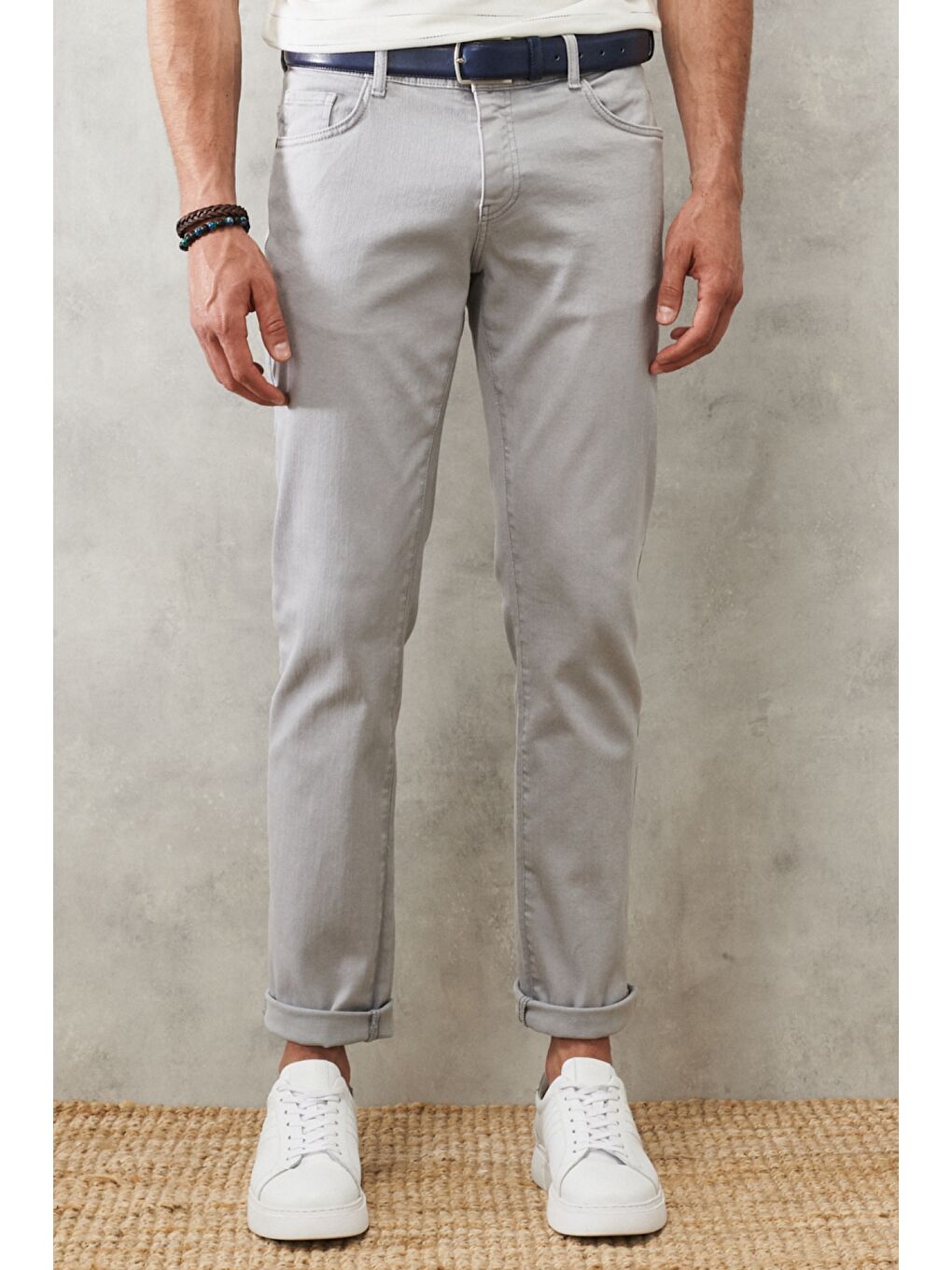 Erkek Gri 360 Derece Her Yöne Esneyen Rahat Slim Fit Pantolon-3