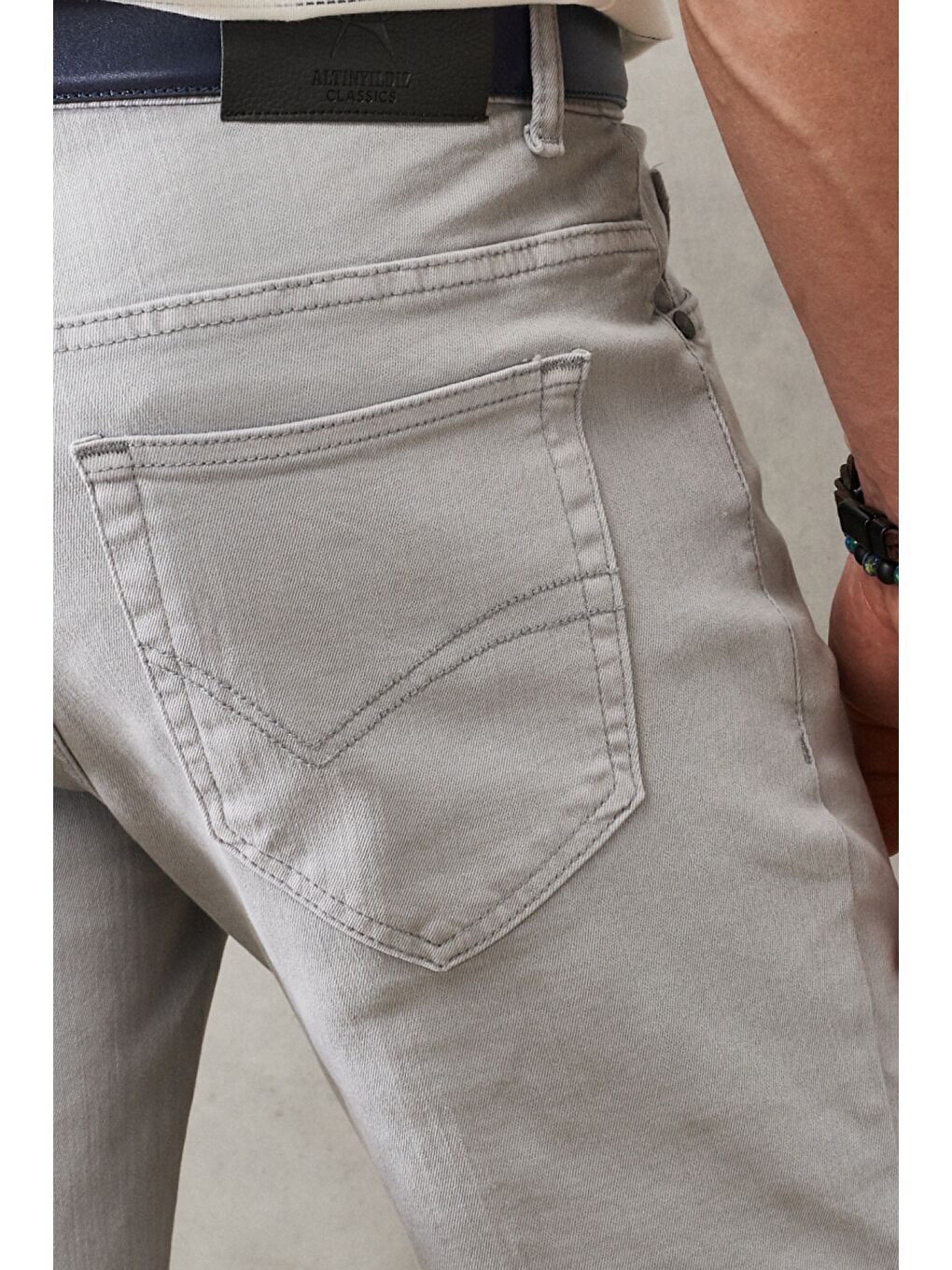 Erkek Gri 360 Derece Her Yöne Esneyen Rahat Slim Fit Pantolon-7