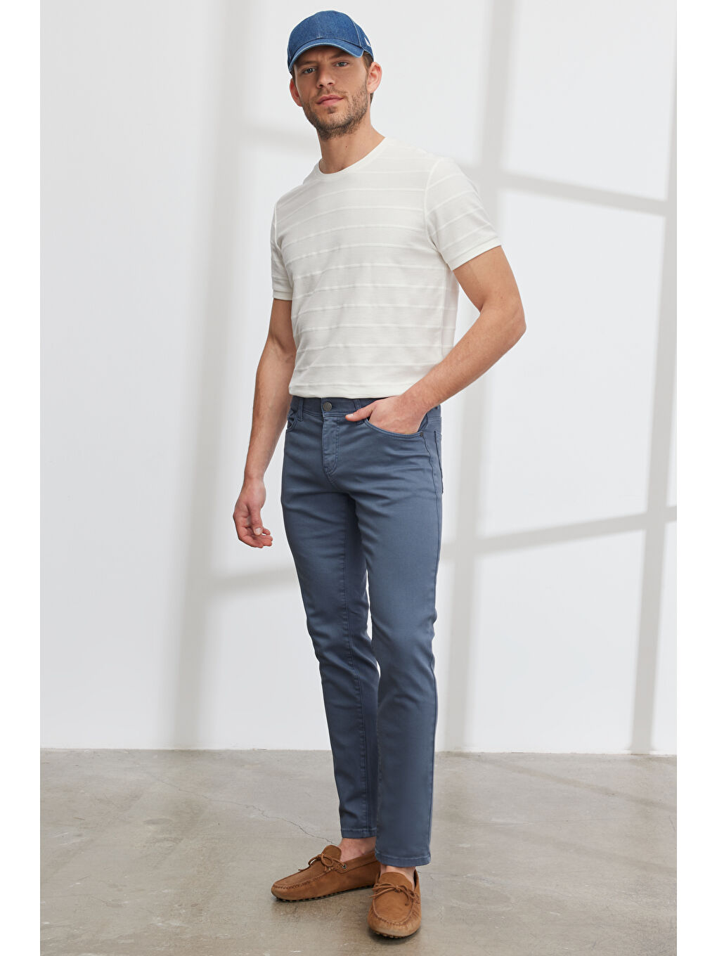 Erkek İndigo 360 Derece Her Yöne Esneyen Rahat Slim Fit Pantolon-1