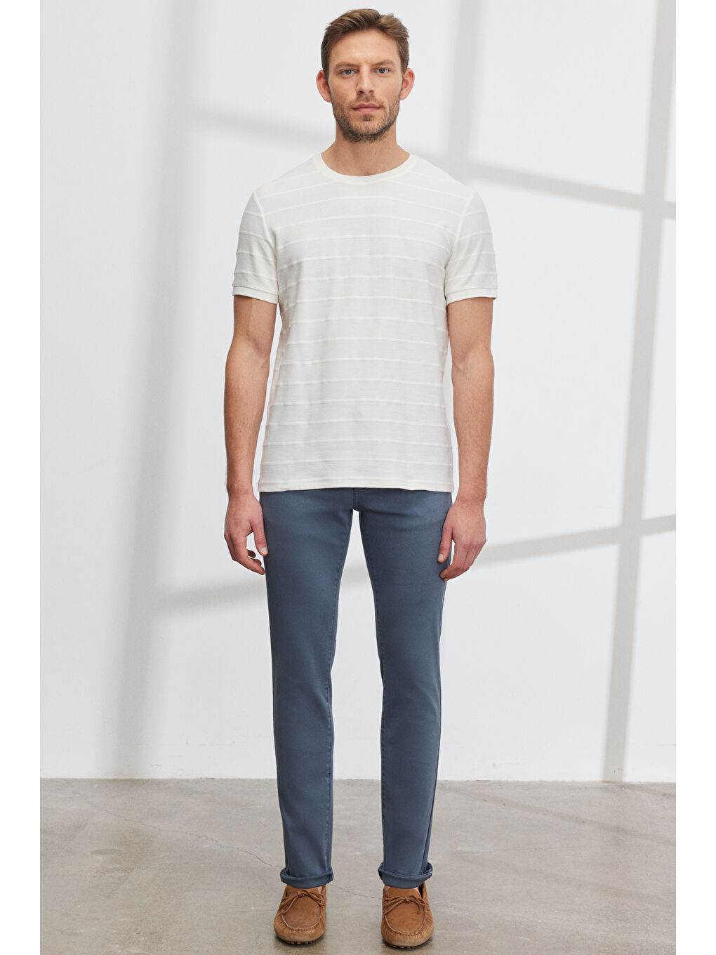 Erkek İndigo 360 Derece Her Yöne Esneyen Rahat Slim Fit Pantolon-2