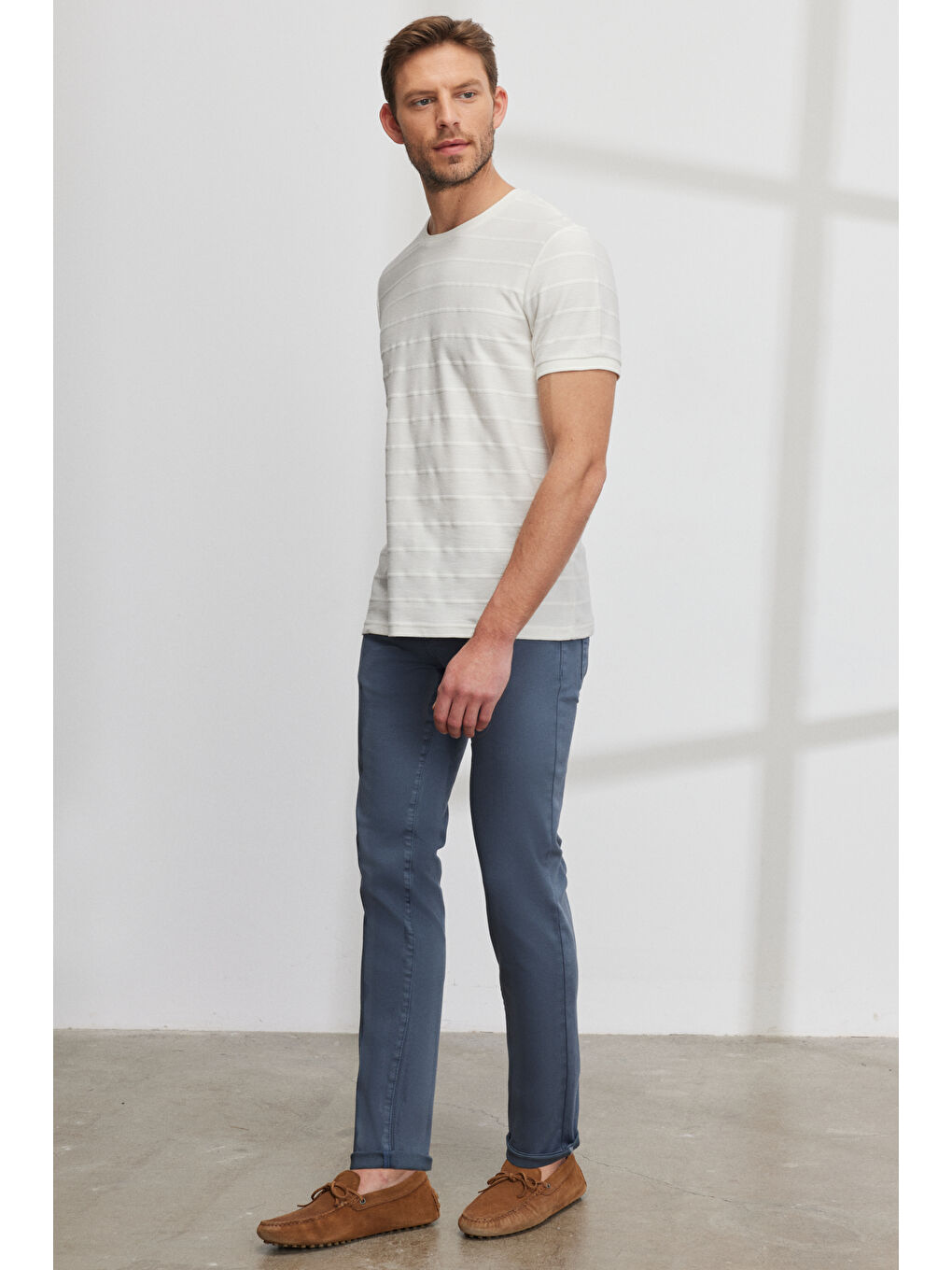 Erkek İndigo 360 Derece Her Yöne Esneyen Rahat Slim Fit Pantolon-3