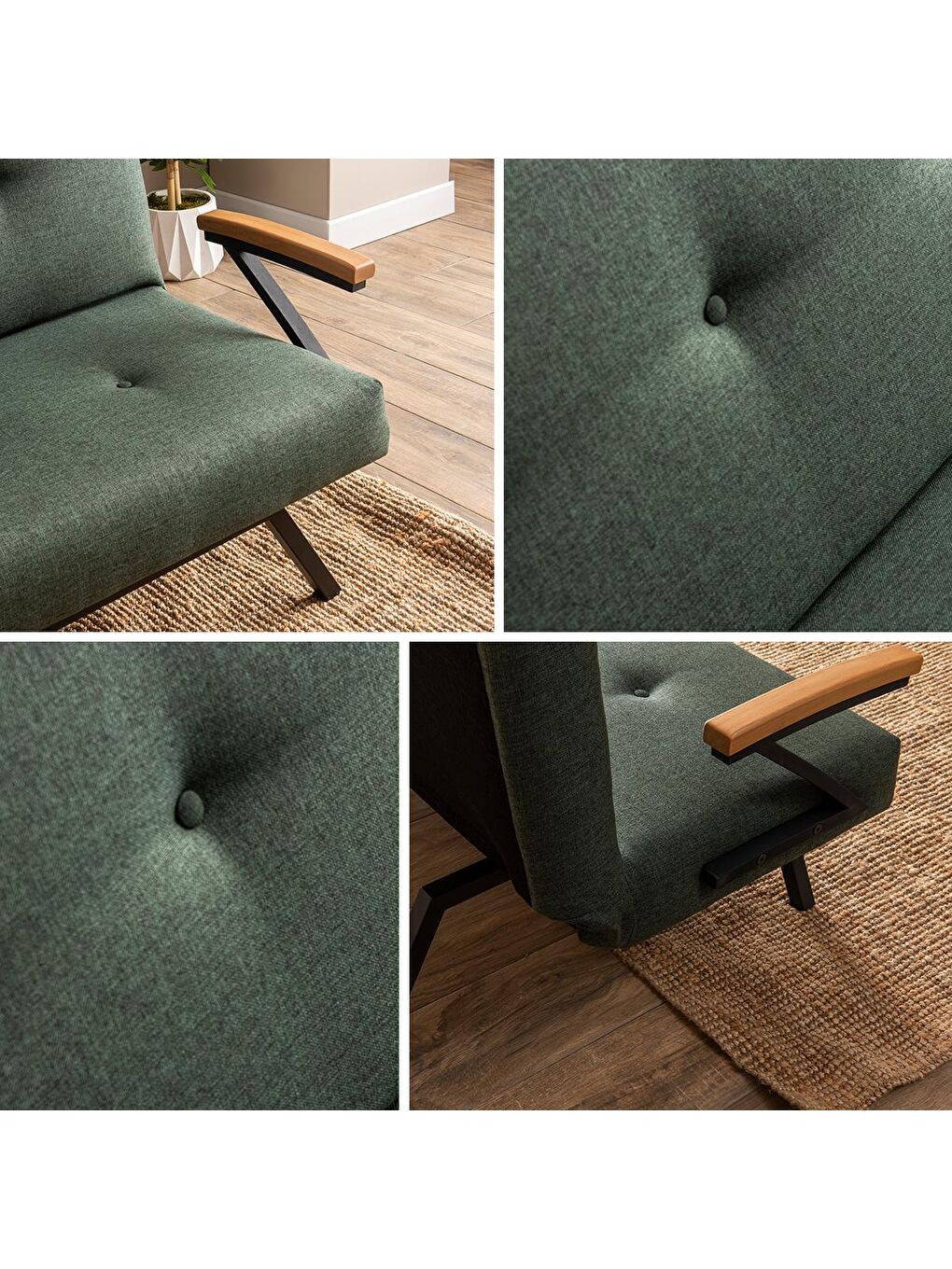 Zven Üçlü Yataklı Koltuk - Keten Haki-3