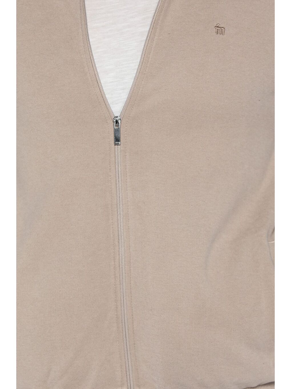 Bej Selanik Kumaş Fermuarlı Erkek Sweatshirt-3