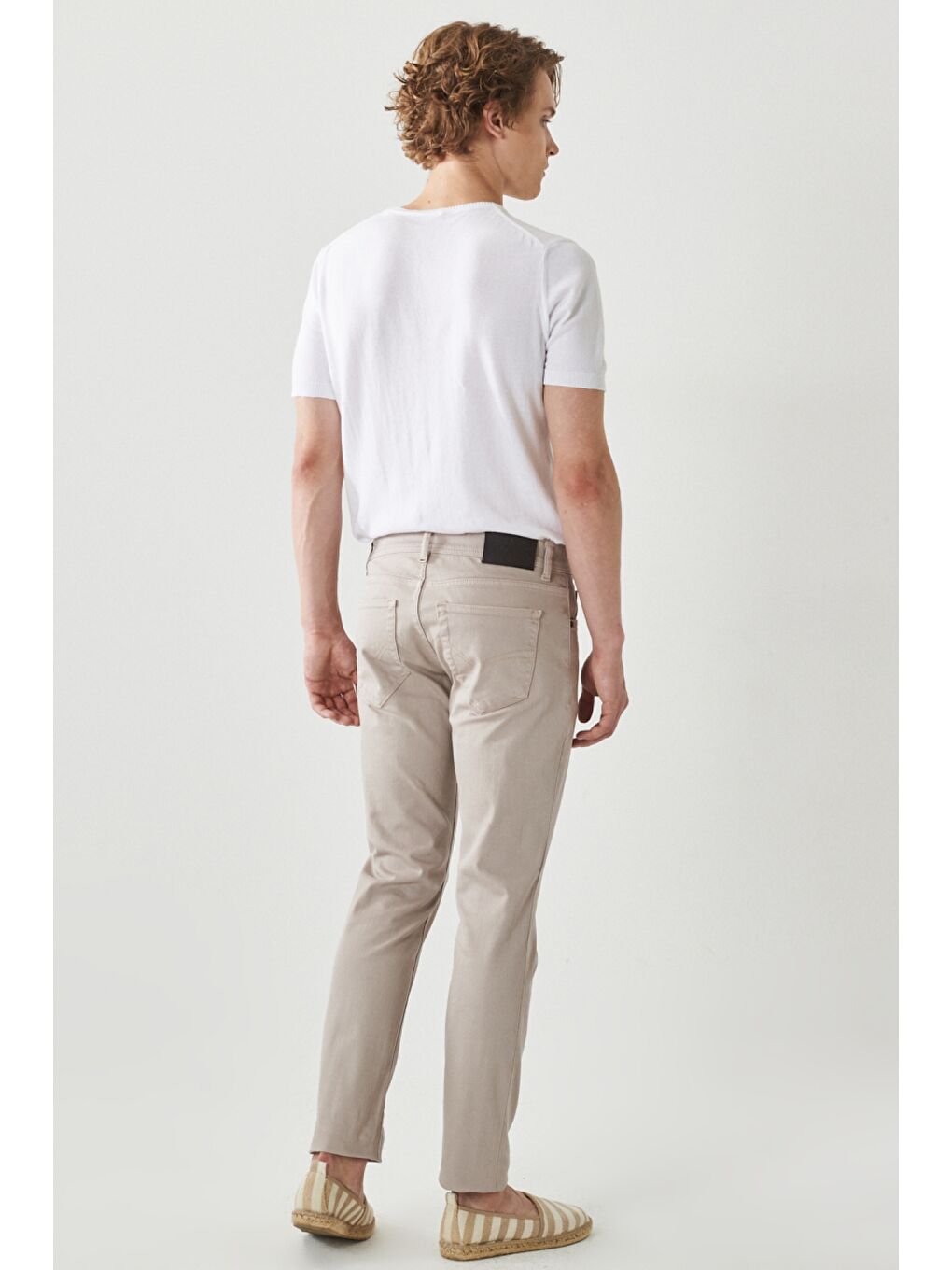 Bej Erkek Taş 360 Derece Her Yöne Esneyen Slim Fit Dar Kesim Pamuklu Rahat Pantolon-5