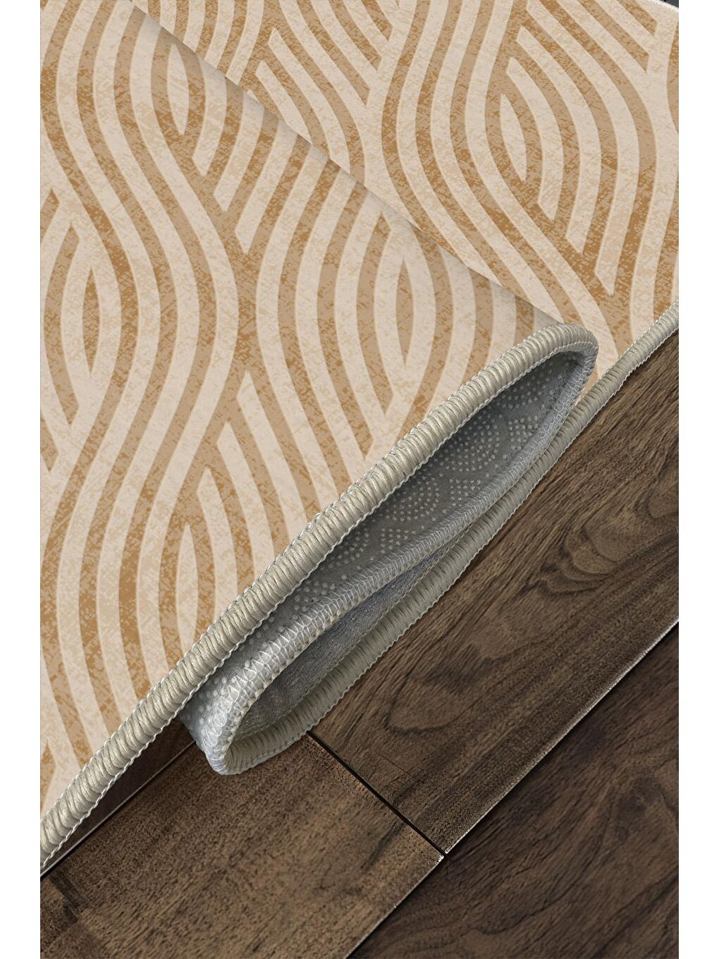 Kahverengi Özel Tasarım, Kaymaz Taban, İnce, Yıkanabilir, Modern Halı WOOKECE1412 180x280-4