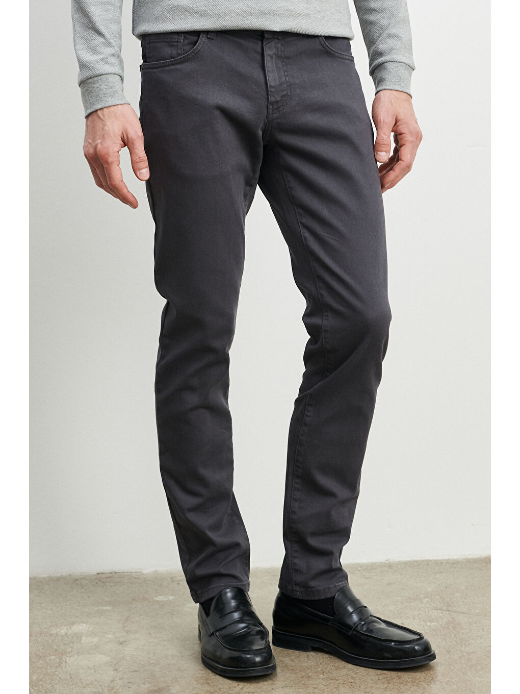 Erkek Antrasit 360 Derece Her Yöne Esneyen Slim Fit Dar Kesim Pamuklu Rahat Pantolon