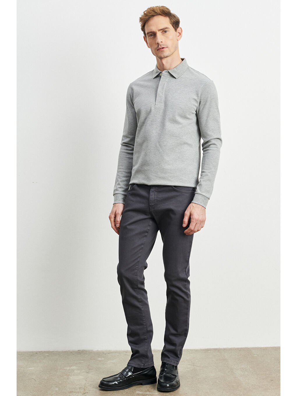 Erkek Antrasit 360 Derece Her Yöne Esneyen Slim Fit Dar Kesim Pamuklu Rahat Pantolon-1