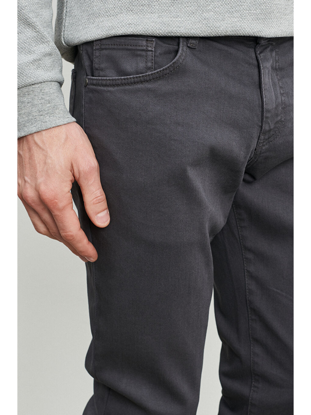 Erkek Antrasit 360 Derece Her Yöne Esneyen Slim Fit Dar Kesim Pamuklu Rahat Pantolon-3