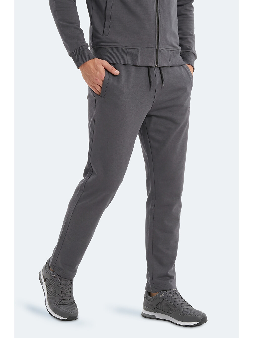 Boost Gear Erkek Fermuarlı Dik Yaka Cepli Koyu Gri Eşofman Takımı-5