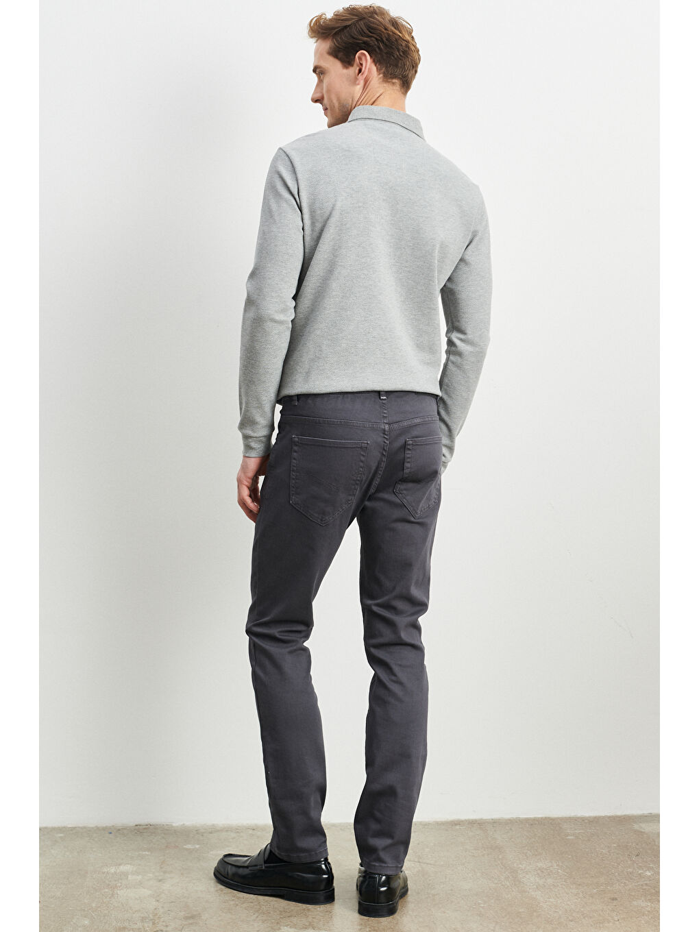 Erkek Antrasit 360 Derece Her Yöne Esneyen Slim Fit Dar Kesim Pamuklu Rahat Pantolon-4