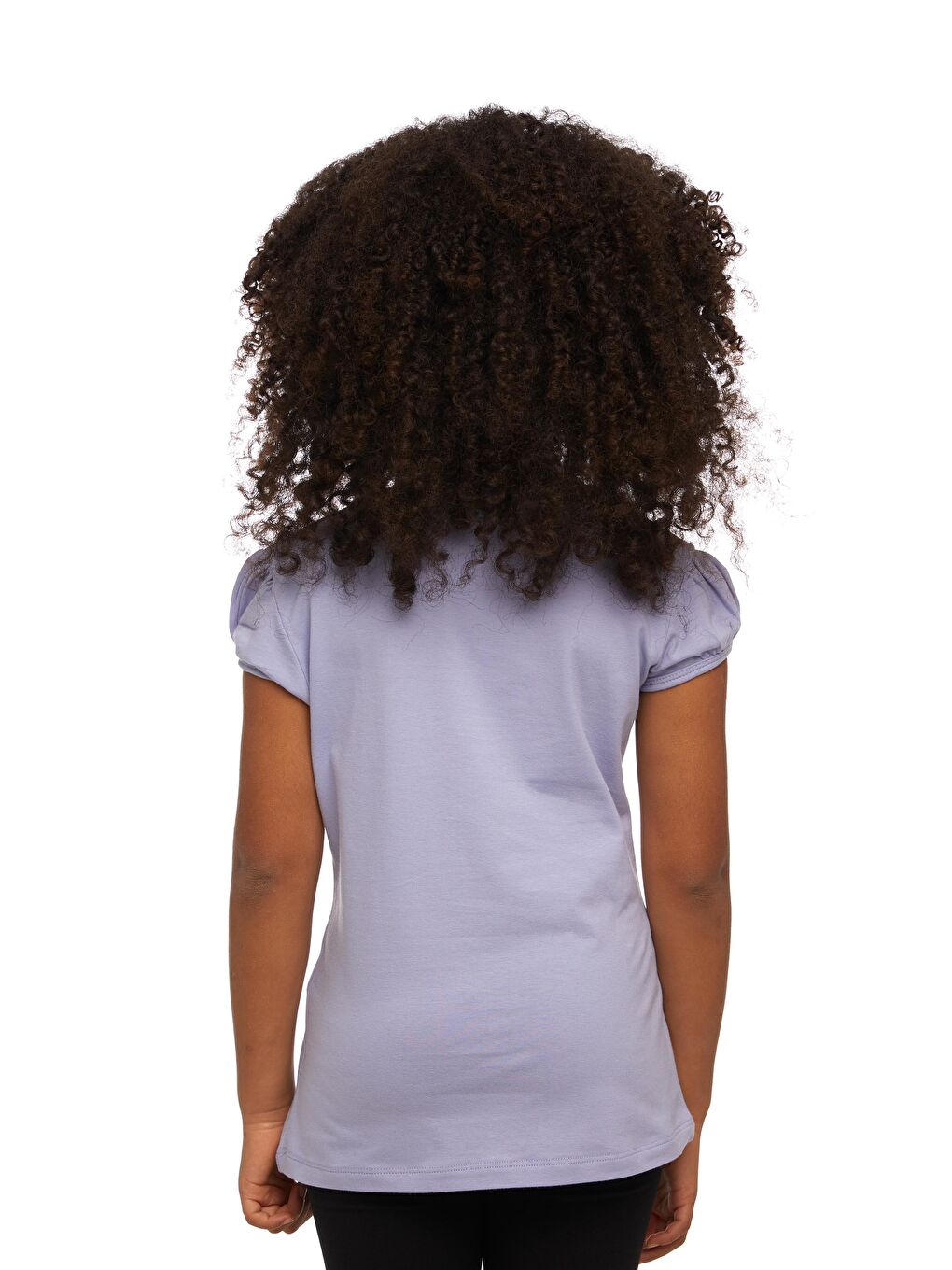 Açık Lila Kız Çocuk Kısa Kollu Basıc Tişört-2