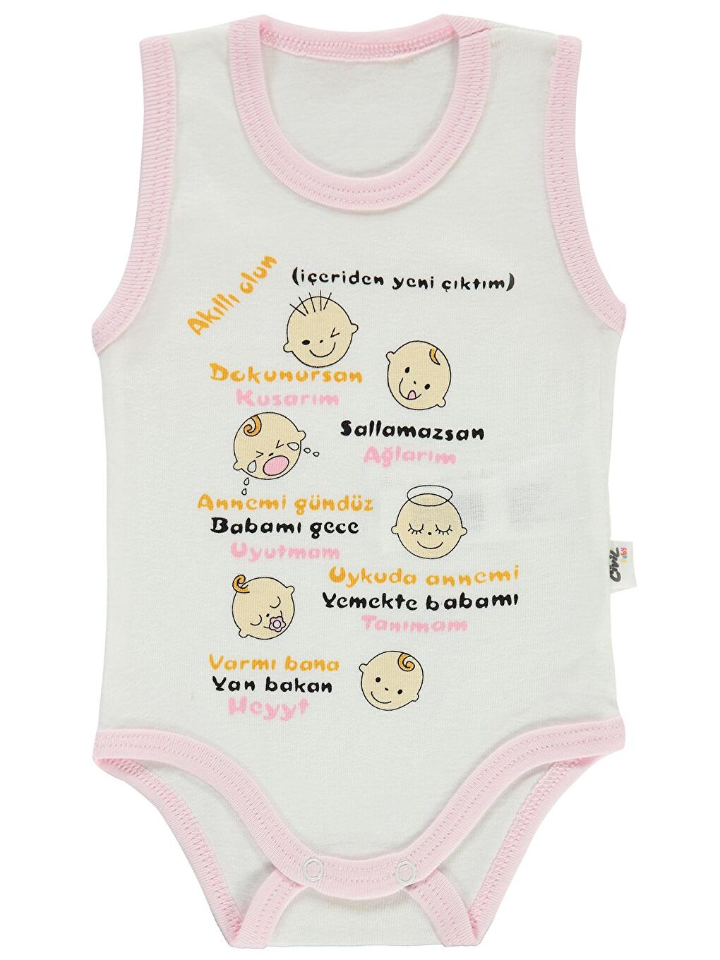 Civil Pembe Baby Bebek Çıtçıtlı Badi 1-36 Ay Pembe