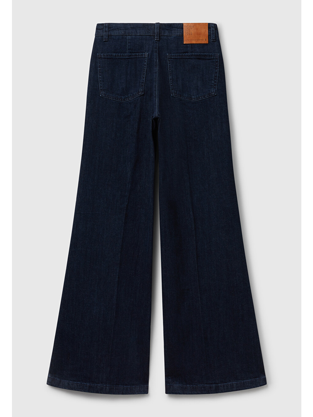 Kadın Mavi Pamuk Karışımlı Cep Detaylı Geniş Paça Denim Pantolon-1
