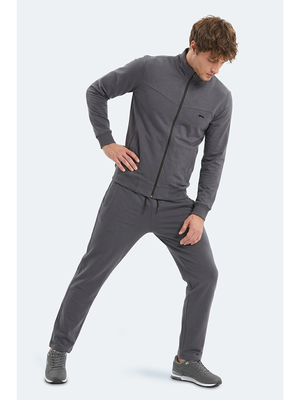 Boost Gear Erkek Fermuarlı Dik Yaka Cepli Koyu Gri Eşofman Takımı-6