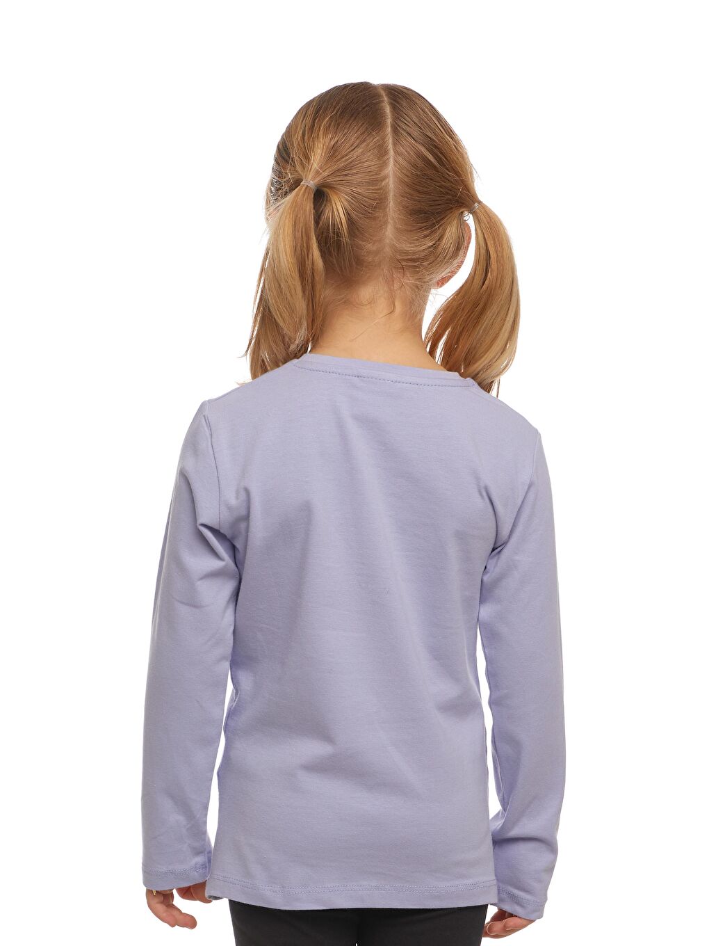 Açık Lila Unısex Sıfır Yaka Uzun Kollu Tişört-2