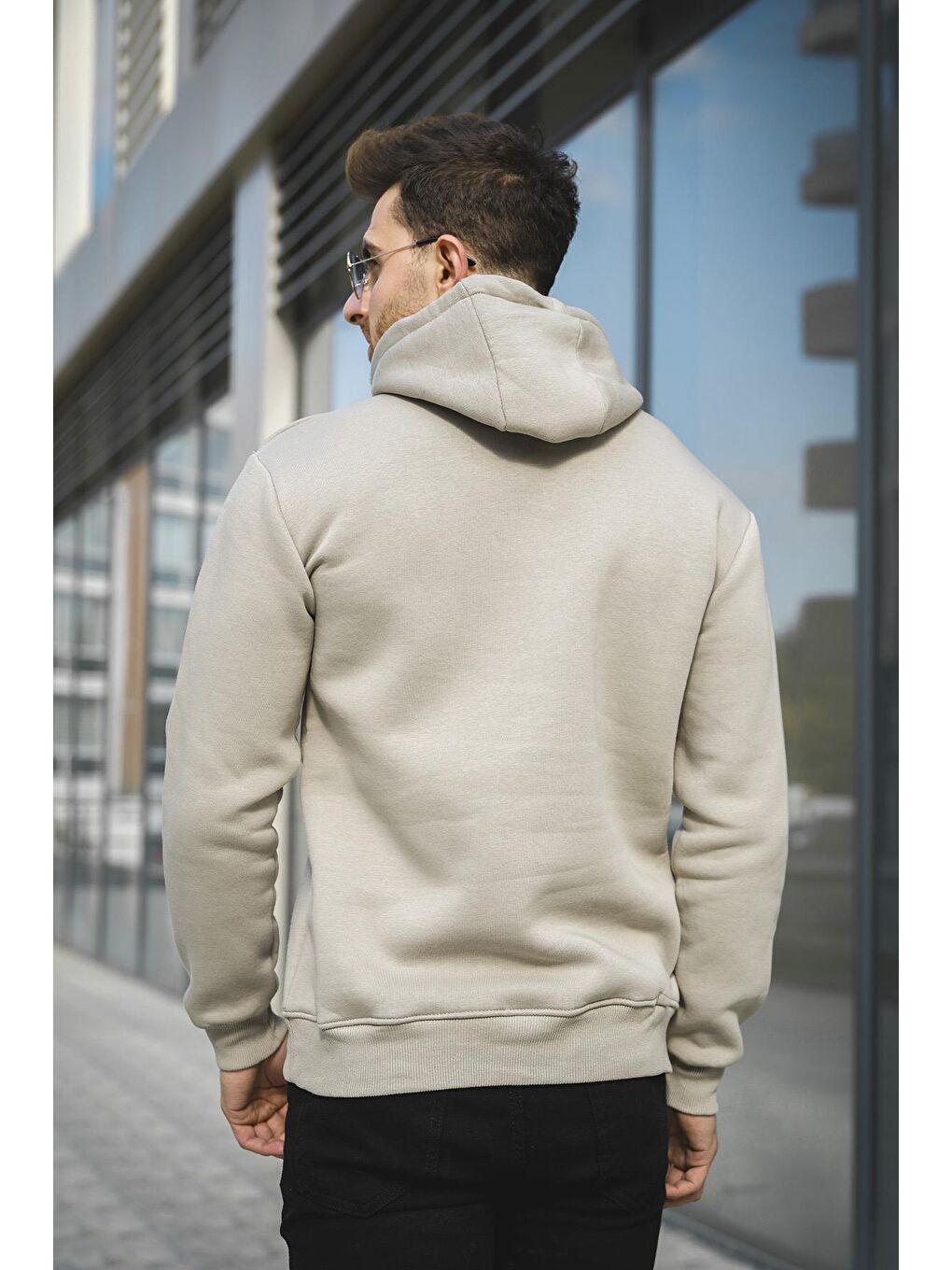 Oksit Yeşil Janvier Üç İplik Şardonlu Fitted Kapüşonlu Basic Erkek Sweatshirt - 2