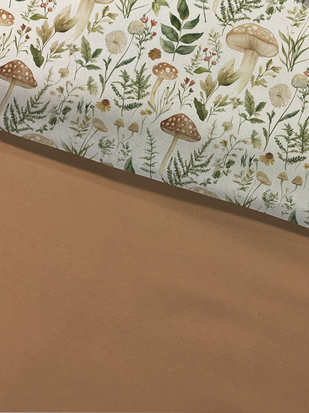 Ekru Mantar ve Botanik Desenli Çift Kişilik Nevresim Takımı 200x220cm-1