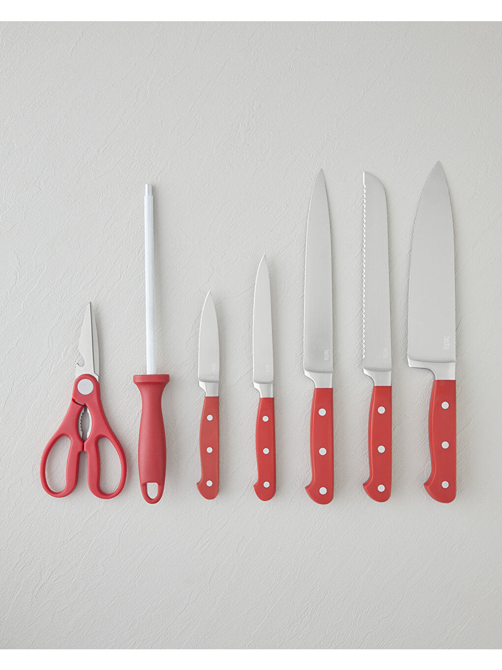 Master Paslanmaz Çelik 8 Parça Bıçak 34.5x34x33.5x24.5x21 cm Kırmızı-3