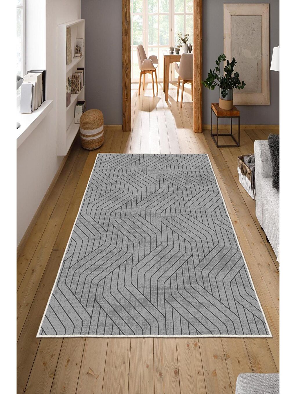 Antrasit Özel Tasarım, Kaymaz Taban, İnce, Yıkanabilir, Modern Halı WOOKECE1405 180x280-1