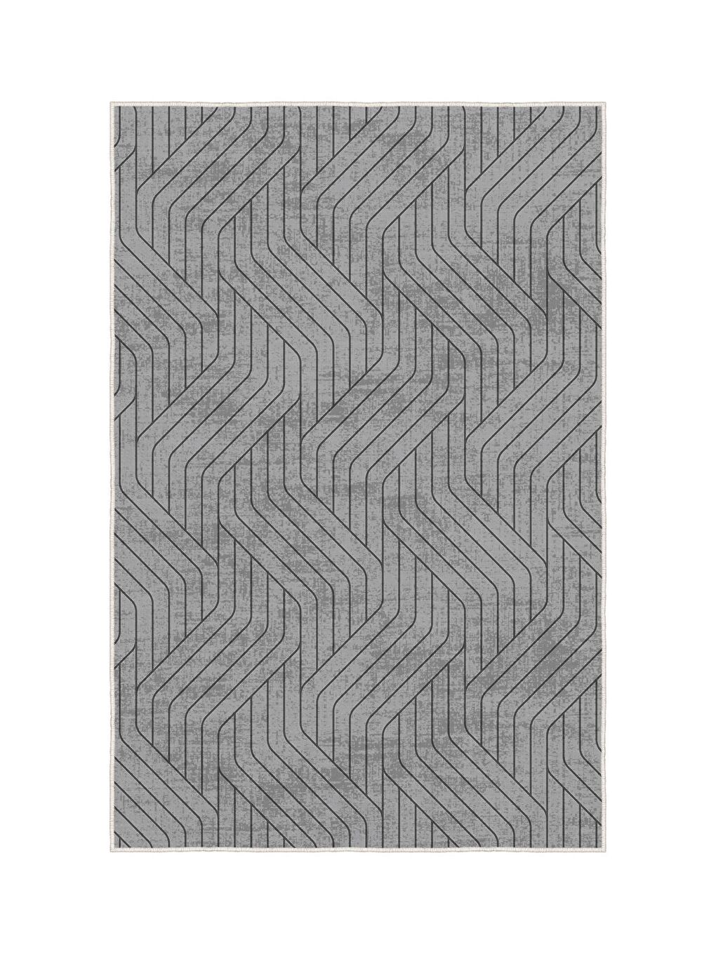 Antrasit Özel Tasarım, Kaymaz Taban, İnce, Yıkanabilir, Modern Halı WOOKECE1405 180x280-3