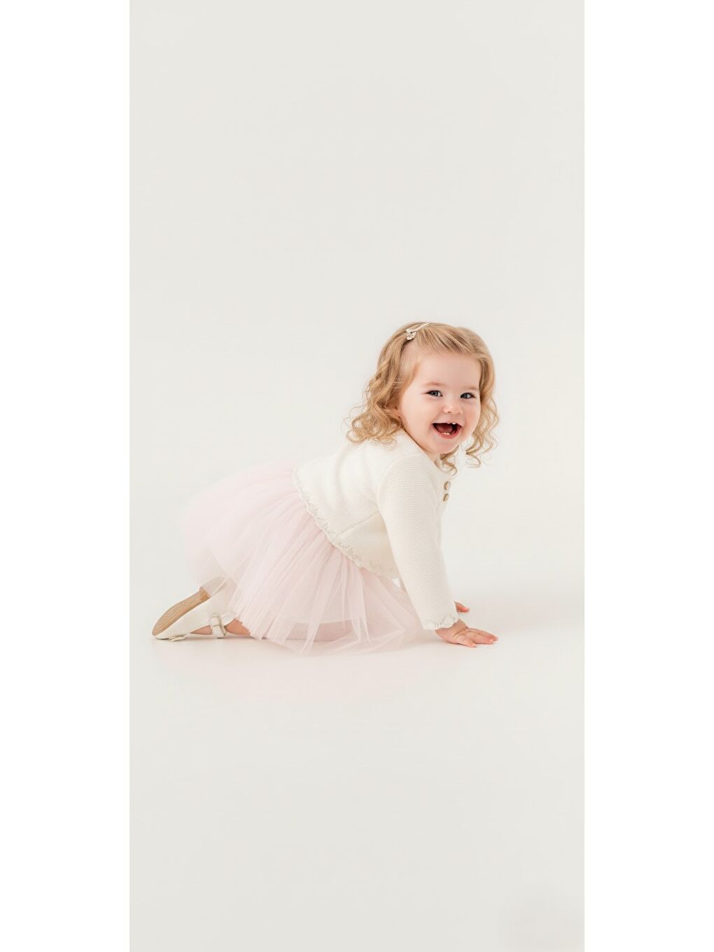 Pembe Triko Bolerolu Kız Bebek Elbise M00772-1