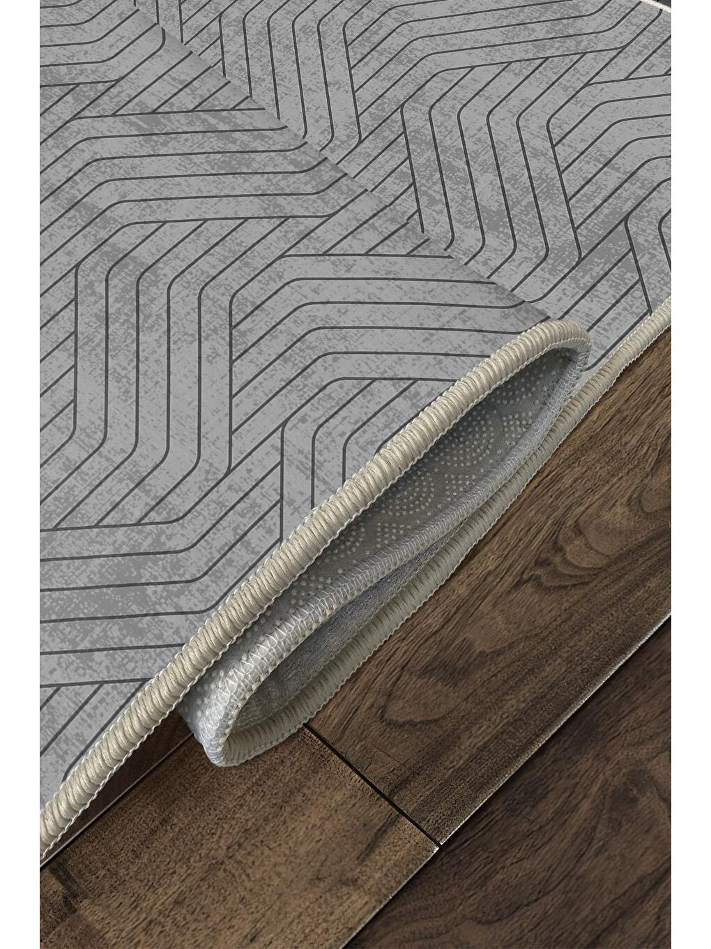 Antrasit Özel Tasarım, Kaymaz Taban, İnce, Yıkanabilir, Modern Halı WOOKECE1405 180x280-4