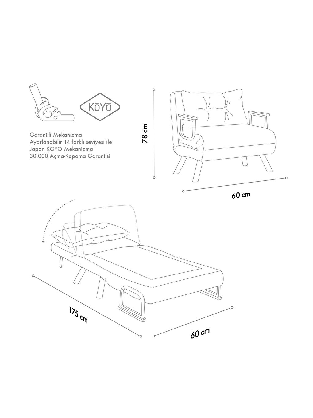 Sando Tekli Katlanır Yataklı Koltuk - Petrol-6