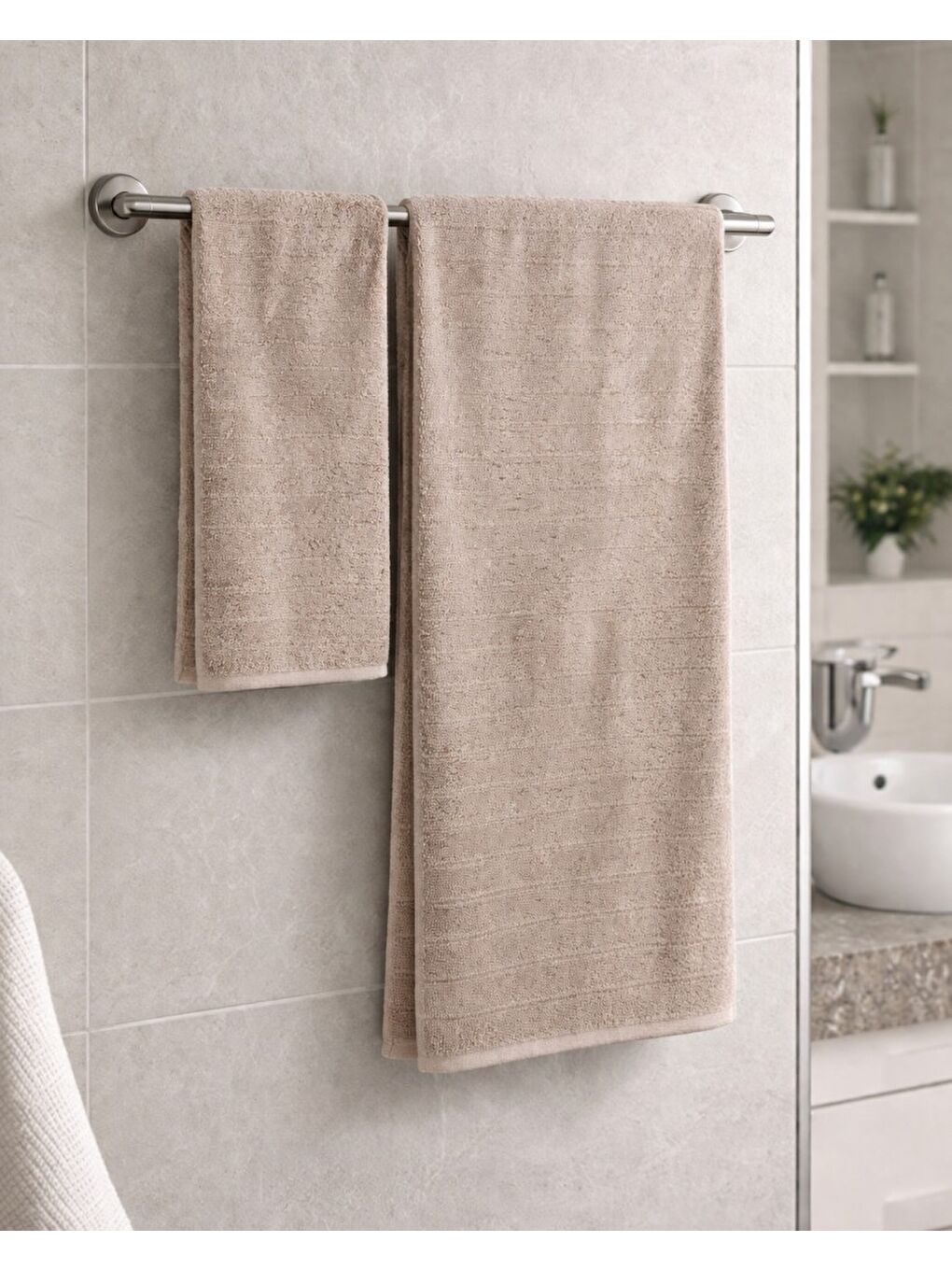 Kahverengi Santos 2’li Havlu Seti (El & Banyo) %100 Pamuk – Yumuşak ve Emici