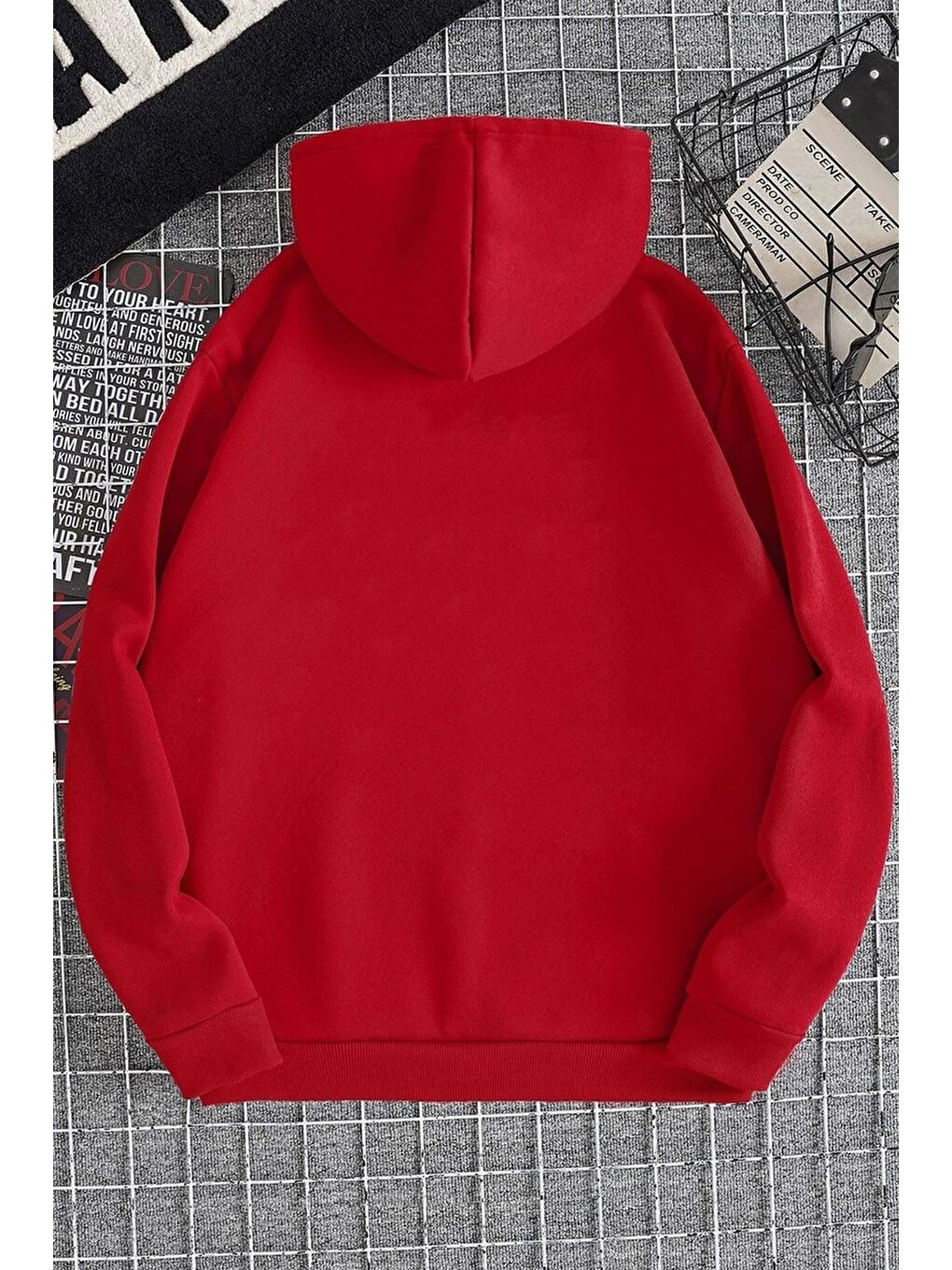 uyguntarz Kırmızı Thermal Lined Drawstring Sweatshirt - 1